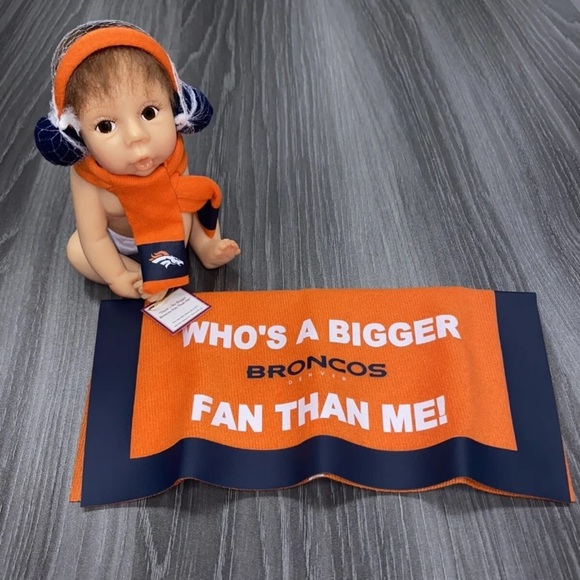 Ashton Drake Denver Broncos There’s No Bigger Broncos Fan Than Me Doll & Blanket - Picture 1 of 11
